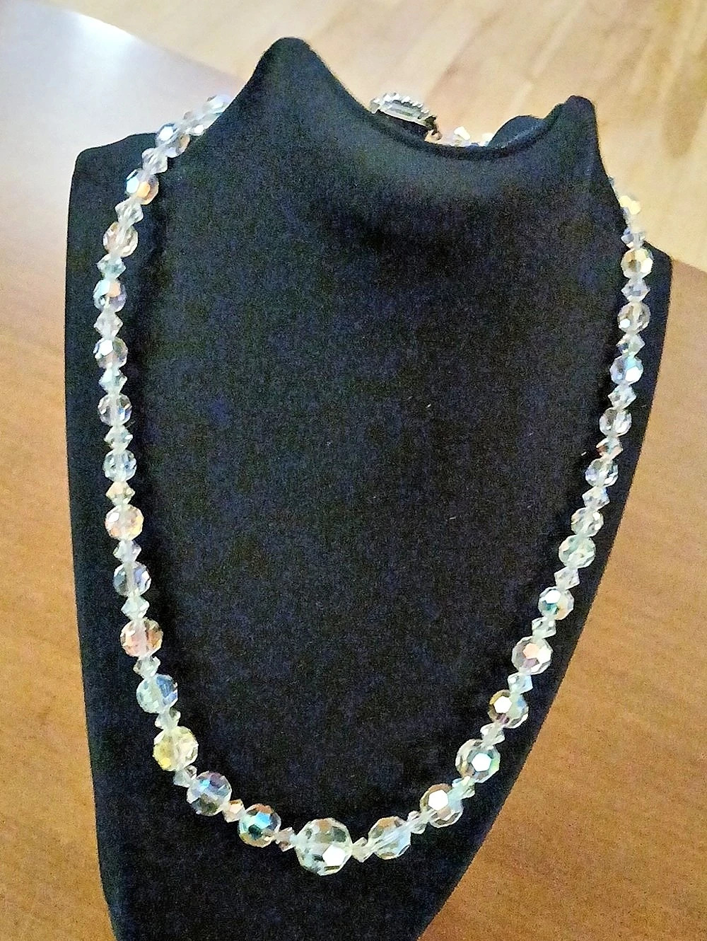 Vintage Exquisite Single Strand Aurora Borealis Rainbow coated glass bead